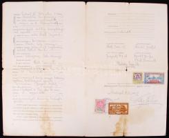 1925 Házassági anyakönyvi kivonat, budapesti illetékbélyeggel