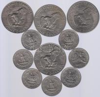 Amerikai Egyesült Államok 1965-1988. 11db forgalmi fémpénz T:vegyes USA 1965-1988. 11 pieces of different coinc C:mixed