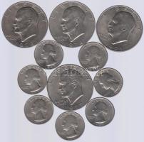 Amerikai Egyesült Államok 1965-1988. 11db forgalmi fémpénz T:vegyes
USA 1965-1988. 11 pieces of diff...