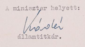 1933 Kinevező okiratok, Keresztes-Fischer Ferenc belügyminiszter aláírásával és egy államtitkár aláí...