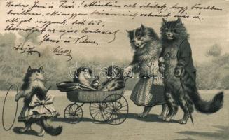 Cat family Emb. litho