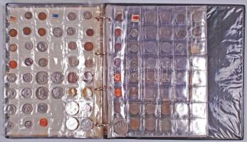 Tartalmas világpénz gyűjtemény albumba rendezve, 8db A4-es berakólapon több mint 250db, közte sorok is, sok szép fémpénz T:vegyes Collection of world coins in album, with lots of nice metal coins alltogether more than 250pcs C:mixed