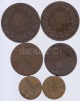 Románia 1867-1938. 6db klf fémpénz T:vegyes Romania 1867-1938. 6 pieces of various coins C:Mixed