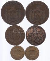 Románia 1867-1938. 6db klf fémpénz T:vegyes
Romania 1867-1938. 6 pieces of various coins C:Mixed