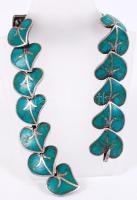 Leveles karkötő, ezüst, zománc, jelzett, bruttó:70 gr., h:29 cm