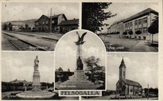 Felsőgalla Vasútállomás, polg. iskola, Hősök szobra, Ujtelepi Szent Imre szobor és róm. kat. templom (fa)