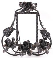 Rózsákkal díszített, kovácsoltvas képkeret /  Wrought iron picture frame, 20x22cm