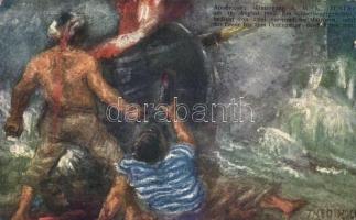 Downfall of SMS Zenta, artist signed