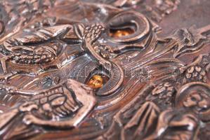 Ezüst borítású modern görög ikon, 22×17 cm