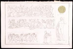 8 db metszet az 1809-1825 között Milánóban kiadott Dizionario d'ogni mitologica e antichita (vol. III) illusztrációi közül, 15x23cm