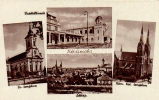 Békéscsaba vasútállomás, evangélikus és katolikus templomok