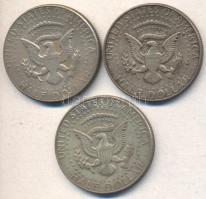 Amerikai Egyesült Államok 1967-1969. 1/2$ Ag "Kennedy" (3x) T:2,2- USA 1967-1969. Half Dollar Ag "Kennedy" (3x) C:XF,VF