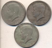 Amerikai Egyesült Államok 1967-1969. 1/2$ Ag "Kennedy" (3x) T:2,2-
USA 1967-1969. Half Dol...