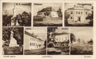 Letenye templom, plébánia, főszolga-bíróság, Hősök szobra, iskola, kastély, Fő utca