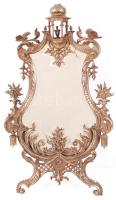 Asztali metszett tükör, gazdagon díszített, öntöttvas, m:54 cm, sz:31 cm / Antique mirror wih metal frame