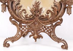 Asztali metszett tükör, gazdagon díszített, öntöttvas, m:54 cm, sz:31 cm / Antique mirror wih metal ...