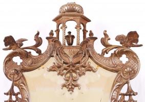Asztali metszett tükör, gazdagon díszített, öntöttvas, m:54 cm, sz:31 cm / Antique mirror wih metal ...
