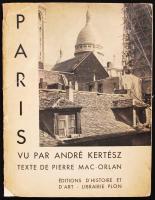 Paris vu par André Kertész. Texte de Pierre Mac-Orlan. Paris, 1934, Éditions d'Histoire et d'Art. Párizs-fotóalbum André Kertésztől, kiadói papírkötésben, mellékelve a szerző Ruszka László (1936) által készített időskori portréja, hátoldalán "André Kertész mosolya állandóan éltet! 1975 Arles" felirattal és szerzői pecséttel (a kötés viseltes) /  Paperback photo album by André Kertész, together with a photograf of him made by László Ruszka at Arles 1975, binding worn