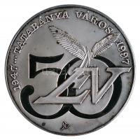 1997. "Tatabánya város 50 éves" ezüstözött fém emlékérem (60mm) dísztokban T:PP