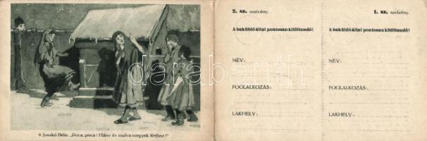 Magyar folklór, kinyitható tombola képeslap, s: Juszkó / Hungarian folklore, opening raffle postcard, s: Juszkó