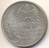 NSZK 1974D 5M Ag "Immanuel Kant" T:2 GFR 1974D 5 Mark Ag "Birth of Immanuel Kant" C:XF