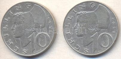 Ausztria 1958. 10Sch Ag (2x) T:2- Austria 1958. 10 Schilling Ag (2x) C:VF