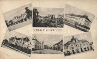 Nagyszőlős public school, county hall, children home, pharmacy (fa)