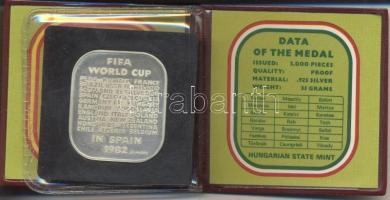 1982 "FIFA-Football VB Spanyolország" Ag szögletes emlékérem (35g/0.925/35x40mm) T:PP ered...