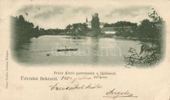 Békés Fehér-Kőrös, part, bérház, csónak (b)
