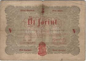 1848. 5Ft "Kossuth bankó" piros T:III-