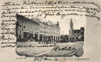 Kaposvár Erzsébet tér, Kovács Jónás és Török Mór üzletei (EB)