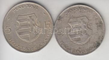1947. 5Ft Ag "Kossuth" (2x) T:2-