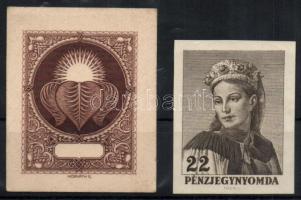 Horváth E. és Füle M. szignóval ellátott 2db pénzjegynyomdai metszetrészlet T:I