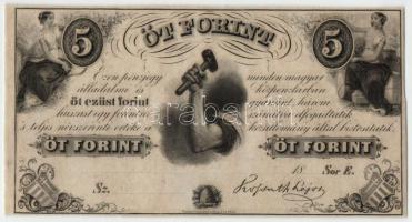 1852. 5Ft "Kossuth bankó" kitöltetlen "E" sorozat T:I Hungary 1852. 5 Forint without date and serial number C:UNC Adamo G124.