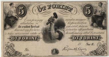 1852. 5Ft "Kossuth bankó" kitöltetlen "E" sorozat T:I Hungary 1852. 5 Forint without date and serial number C:UNC Adamo G124.