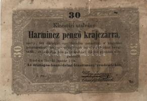 1848. Kossuth-bankók 30Kr (5x) + 5Ft piros (4x) + 10Ft T:III,III-,IV,V
