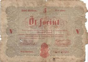 1848. Kossuth-bankók 30Kr (5x) + 5Ft piros (4x) + 10Ft T:III,III-,IV,V