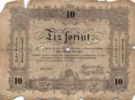 1848. Kossuth-bankók 30Kr (5x) + 5Ft piros (4x) + 10Ft T:III,III-,IV,V