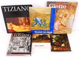 6db Művészeti témával foglalkozó könyv jó állapotban: Richard Friedenthal: Leonardo. Bp., 1975. Gondolat. Renate Bergerhoff: Tiziano. Szépművészeti Múzeum: Az Európai tájképfestészet kezdetei 1550-1650. Bp., 1972. Stb.
