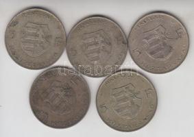 1947. 5Ft Ag "Kossuth" (5x) T:2-,3
