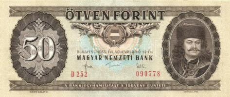 1983. 50Ft (4x) egymás utáni sorszámmal T:I-