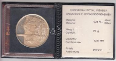 Fülöp Zoltán (1951-) 1978.I.6. "Budapest - Parlament / Királyi szent ereklyék" Ag emlékérem (42.5mm/27g/0.925) T:PP Bőrtokban és tanúsítvánnyal!