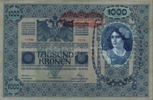 1902. 1000K mindkét oldal német "Deutschösterreich" felülnyomással (10x) T:II,III