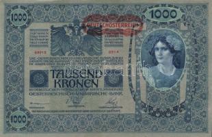 1902. 1000K mindkét oldal német "Deutschösterreich" felülnyomással (10x) T:II,III