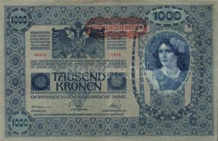 1902. 1000K mindkét oldal német "Deutschösterreich" felülnyomással (10x) T:II,III