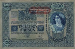 1902. 1000K mindkét oldal német "Deutschösterreich" felülnyomással (10x) T:II,III