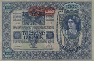 1902. 1000K mindkét oldal német "Deutschösterreich" felülnyomással, II. kiadás T:II-