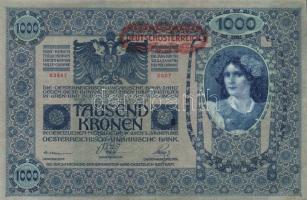 1902. 1000K mindkét oldal német "Deutschösterreich" felülnyomással (10x) T:II,III
