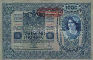 1902. 1000K mindkét oldal német "Deutschösterreich" felülnyomással (10x) T:II,III