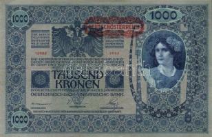 1902. 1000K mindkét oldal német "Deutschösterreich" felülnyomással (10x) T:II,III